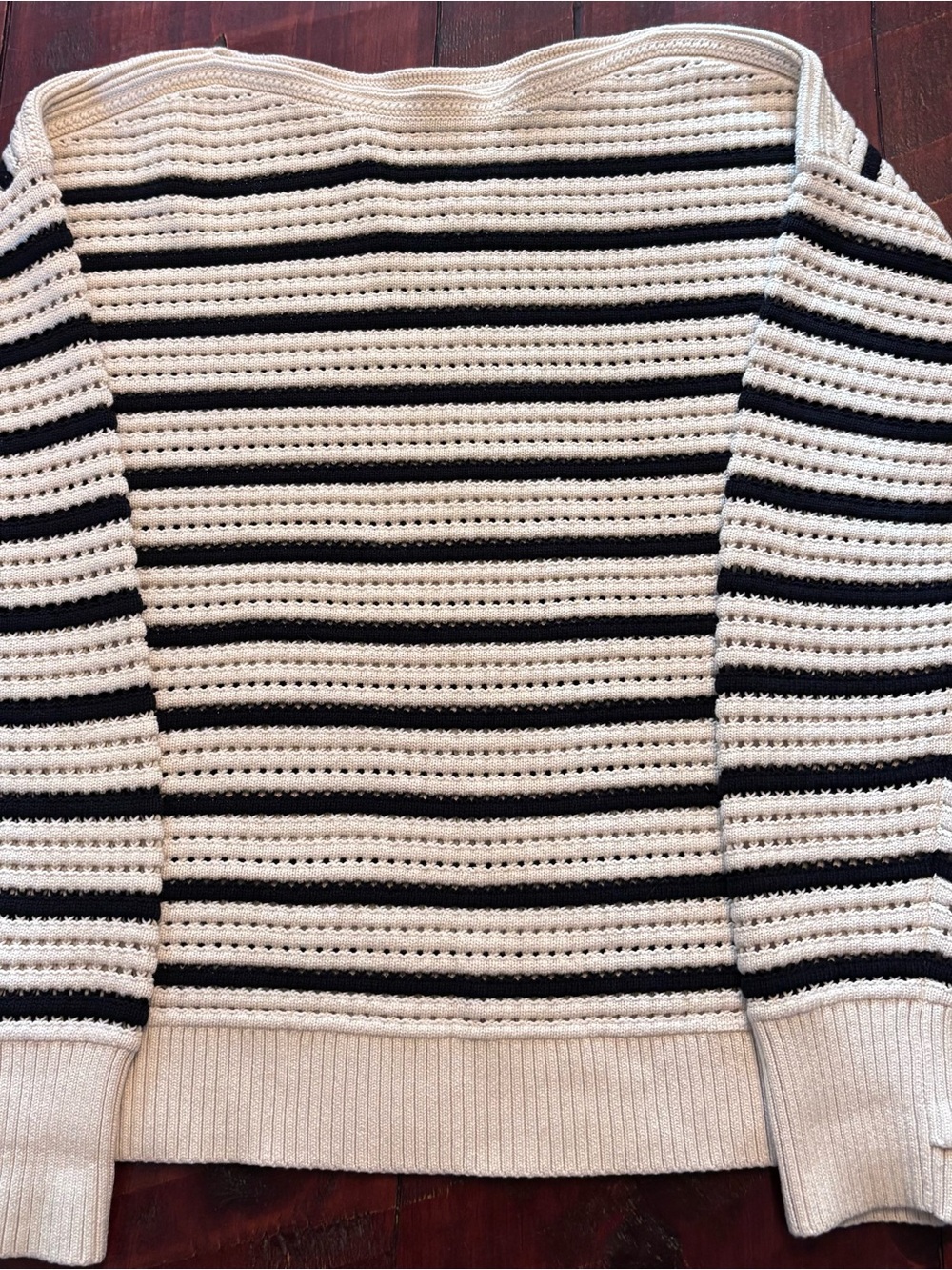 lululemon athletica Cream and Black Striped Scoop-Neck Sweater